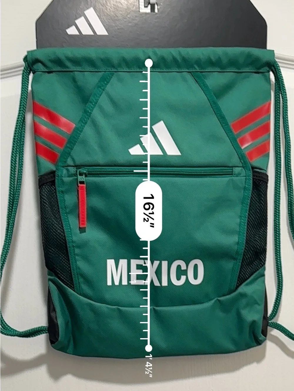adidas Green Mexico Drawstring Backpack Sackpack with Red Accents - NWT!